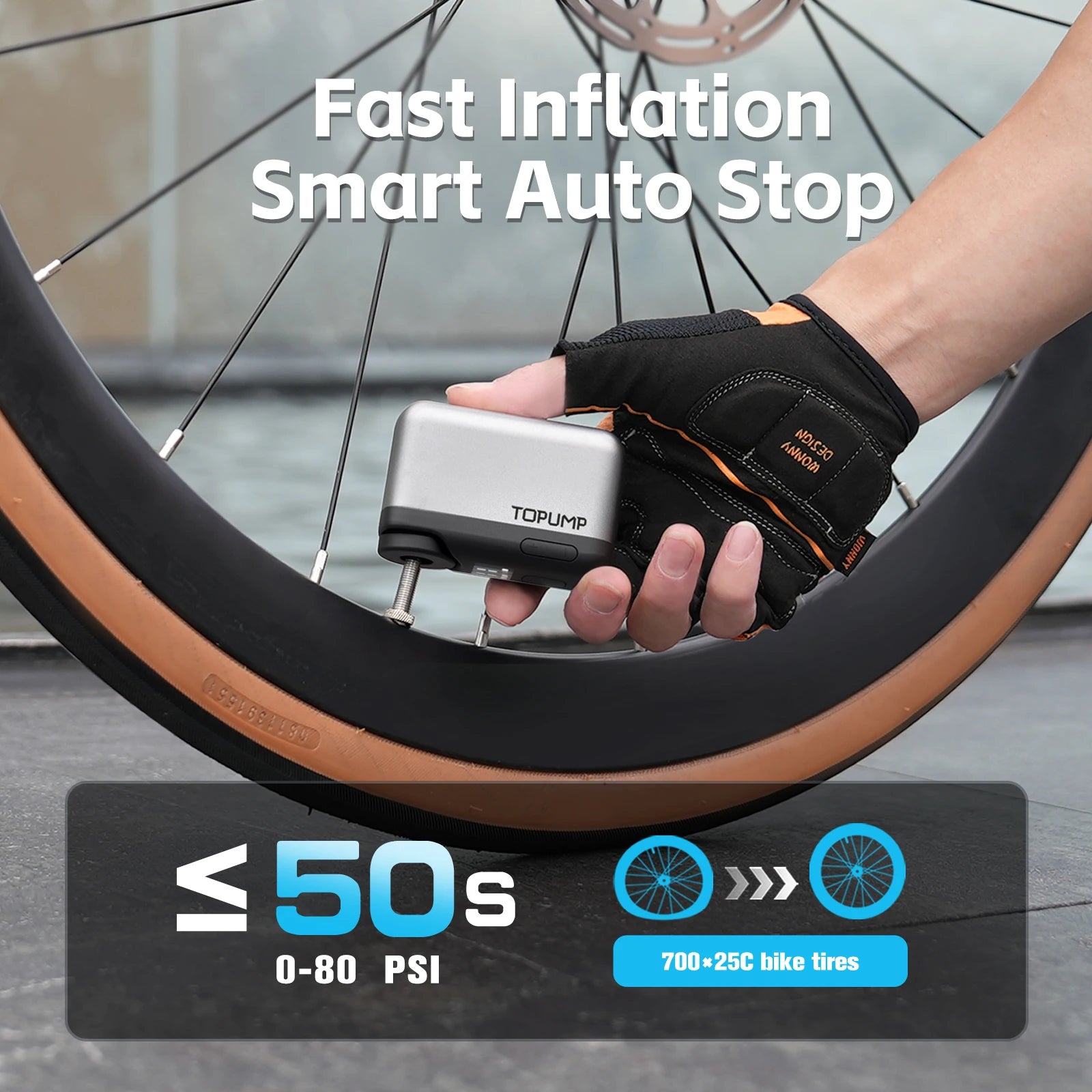 TOPUMP TB2 Pro Mini Air Pump | Portable Tire Inflator for Cars, Bikes & Motorcycles